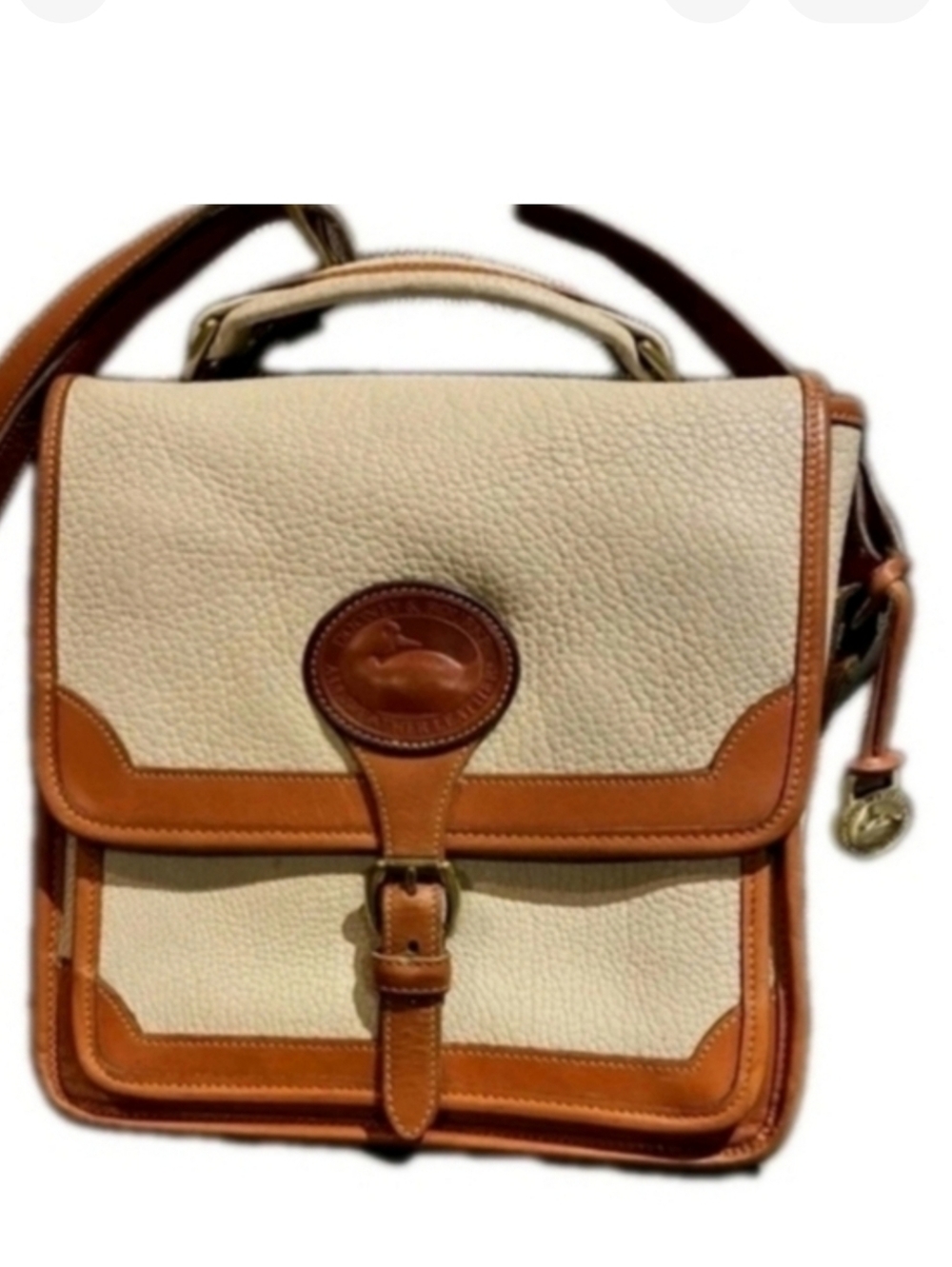 Dooney & Bourke Surrey AWL British Carrier Almond Tan Pebbled Leather Crossbody